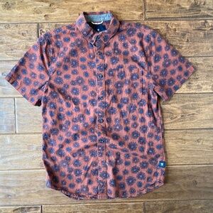 Roark Revival Shirt Mens Small Maroon Geometric Short Sleeve Button Up